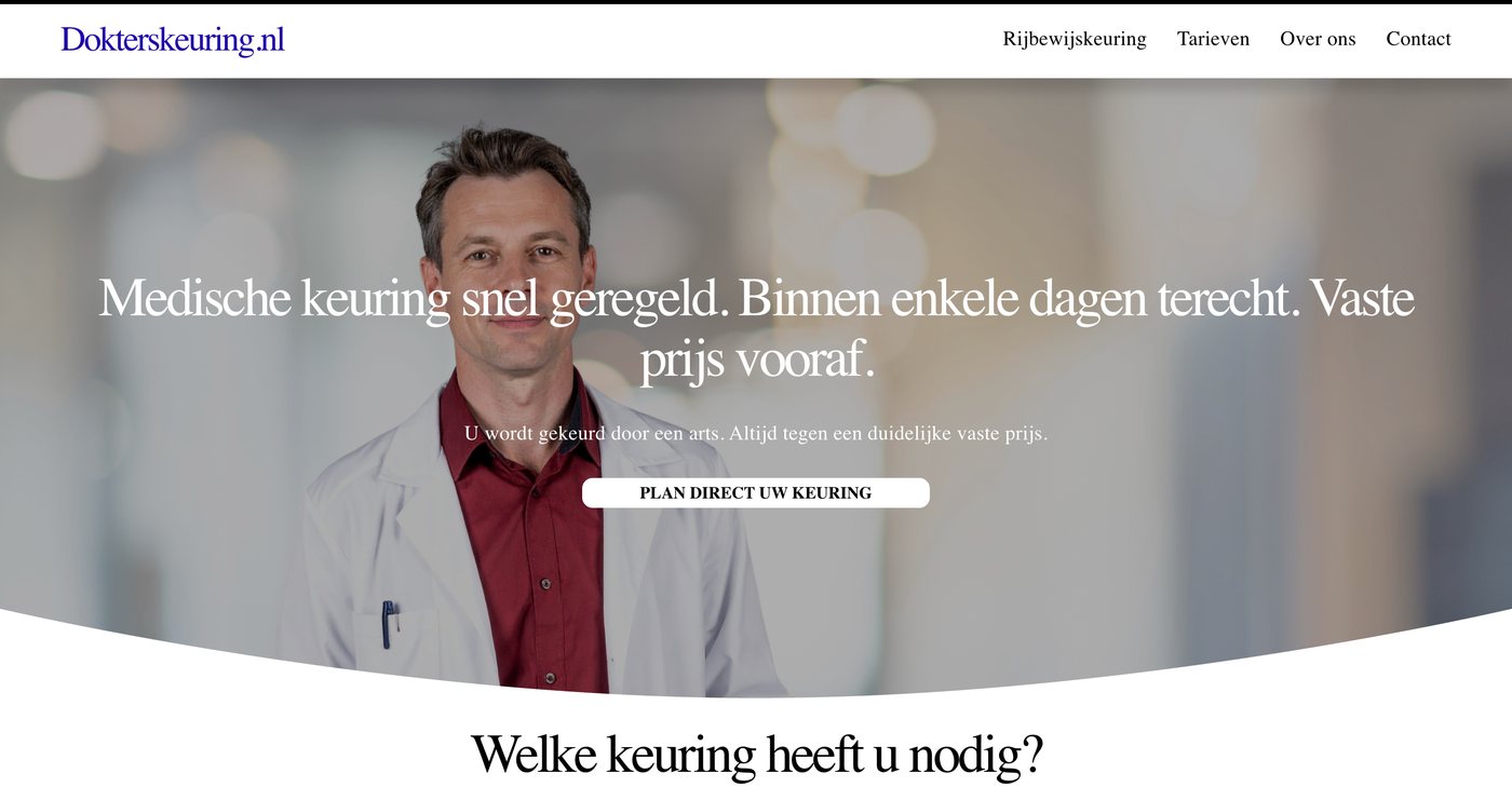 Dokterskeuring.nl website homepage