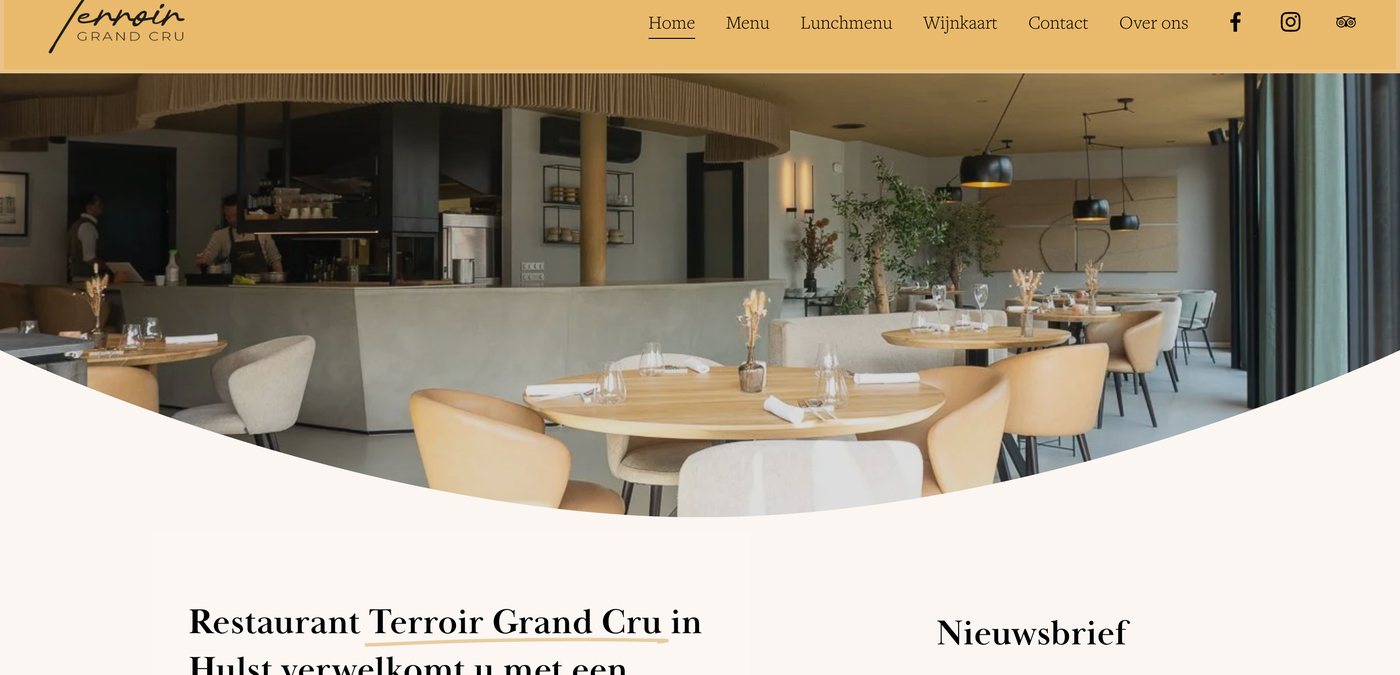 Terroir Grand Cru restaurant website homepage